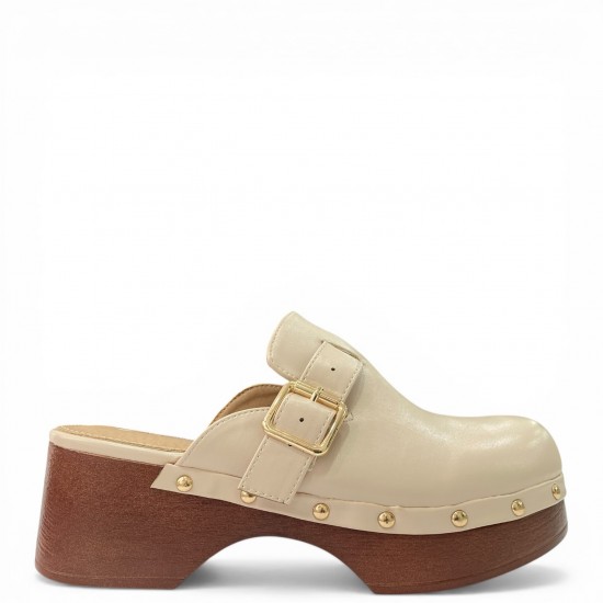 Clogs με τρούκς και λουράκι Μπέζ