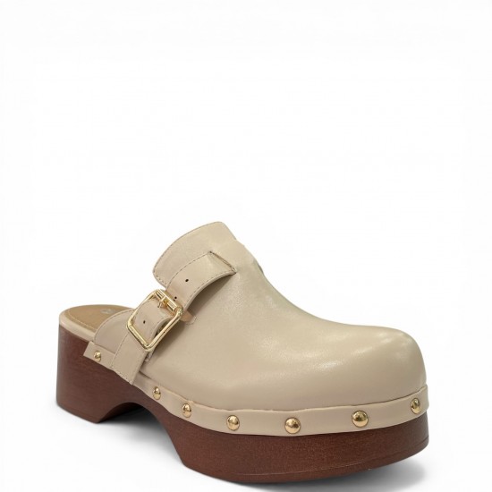 Clogs με τρούκς και λουράκι Μπέζ