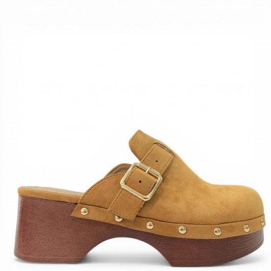 Suede clogs με Τρούκς Κάμελ
