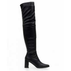 Heeled over the knee stretch boots in Black