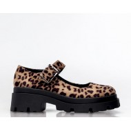 Mary Jane chunky Ballerinas in Leopard