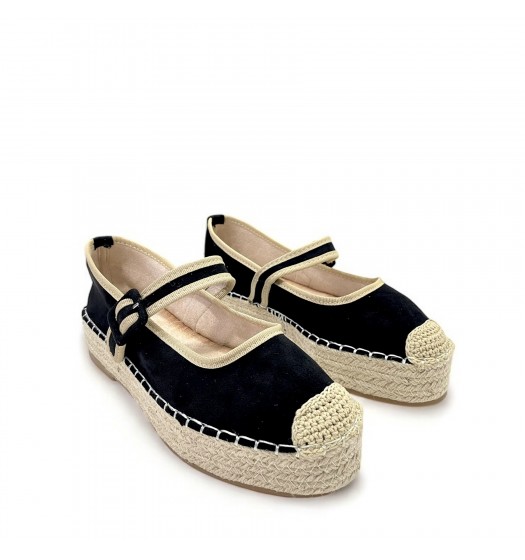 Flatform espadrilles in Black