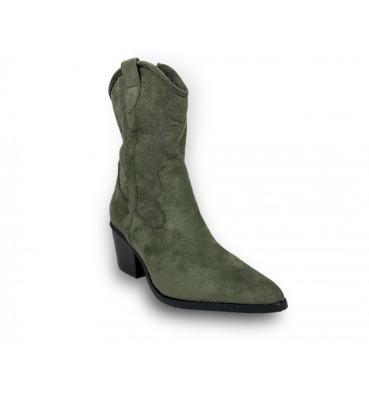 Suede Cowboy boots in Khaki Green