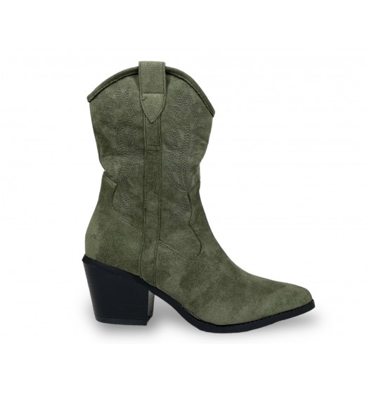 Suede Cowboy boots in Khaki Green