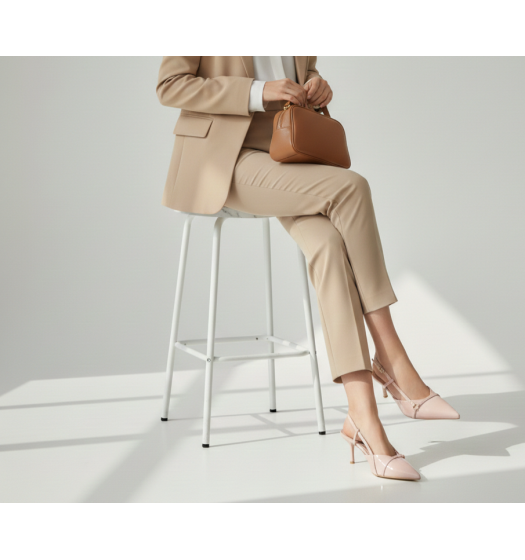 Ρόζ Λουστρίνι Slingback Γόβες με Λεπτό Τακούνι