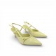 Kίτρινες Λουστρίνι Slingback Γόβες με Λεπτό Τακούνι