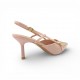Ρόζ Λουστρίνι Slingback Γόβες με Λεπτό Τακούνι