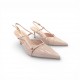 Ρόζ Λουστρίνι Slingback Γόβες με Λεπτό Τακούνι