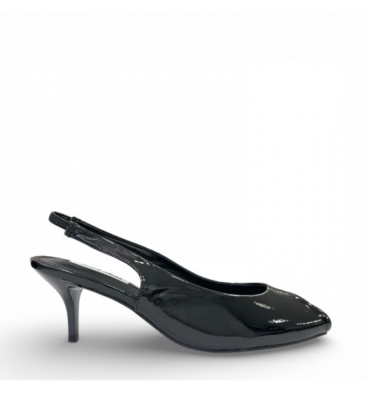Slingback Peep-Toe Γόβες με Kitten Heel Black Patent