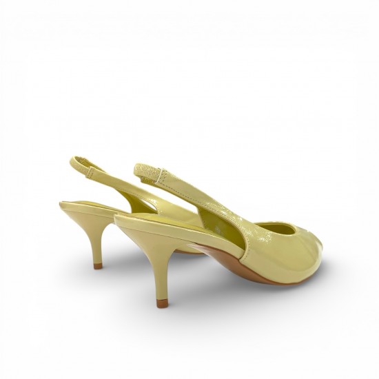 Slingback Peep-Toe Γόβες με Kitten Heel-Κίτρινο