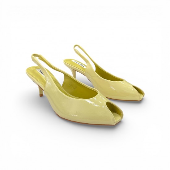Slingback Peep-Toe Γόβες με Kitten Heel-Κίτρινο