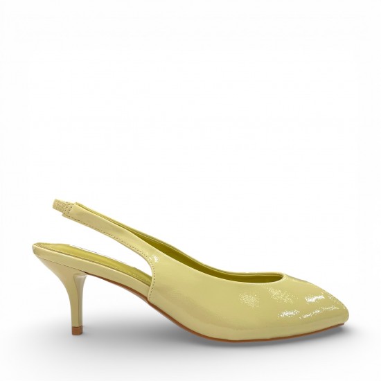 Slingback Peep-Toe Γόβες με Kitten Heel-Κίτρινο