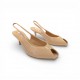 Slingback Peep-Toe Γόβες με Kitten Heel-Nude/Beige Patent