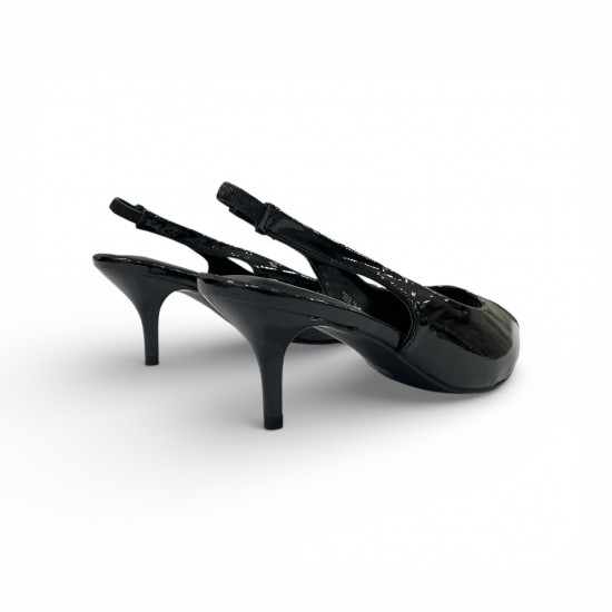 Slingback Peep-Toe Γόβες με Kitten Heel Black Patent