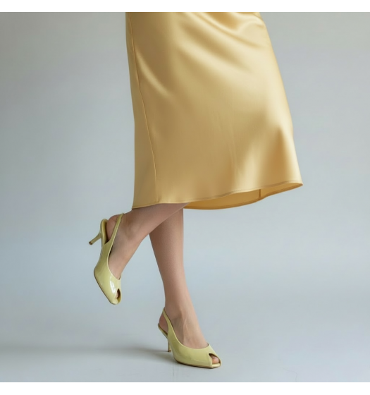 Slingback Peep-Toe Γόβες με Kitten Heel-Κίτρινο