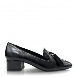 Block heeled loafers in Black