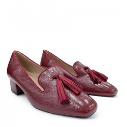 Block heeled loafers in Burgundy