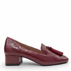 Block heeled loafers in Burgundy