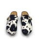 Suede buckled Clogs in Cowprint
