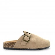Suede buckled Clogs in Biege