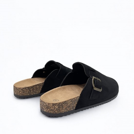 Clogs suede με τοκά σε Μαύρο