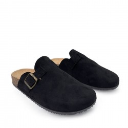Suede buckled Clogs in Black