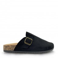 Suede buckled Clogs in Black