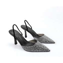 Clear slingback pumps in Black