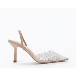 Clear slingback pumps in Biege