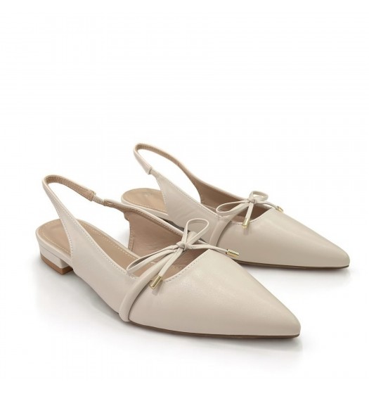 Ballet flats with bow detail in Beige