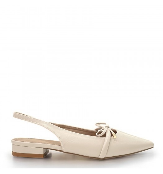 Ballet flats with bow detail in Beige