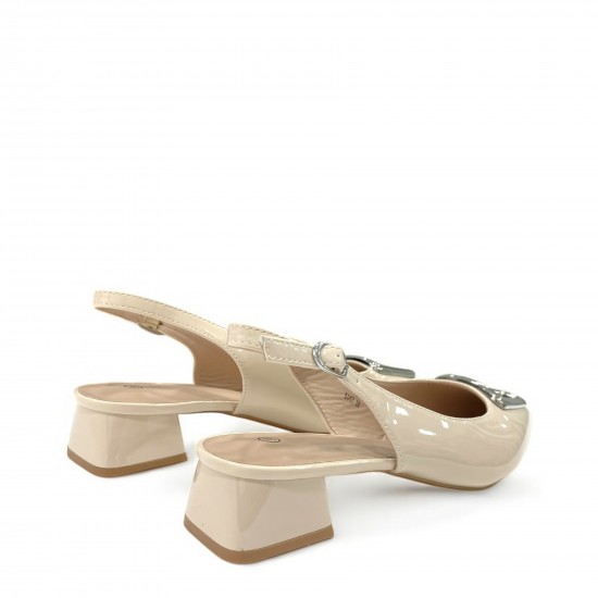 Slingback Γόβες Λουστρίνι σε Μπέζ