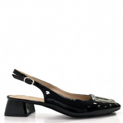 Patent leather slingback pumps in Black