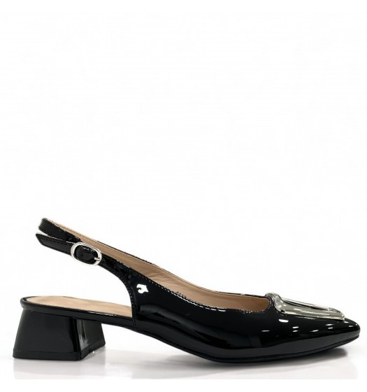 Patent leather slingback pumps in Black