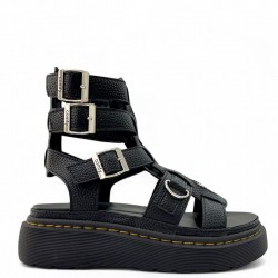 Buckled Flatform Gladiators in Black