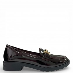 Γυναικεία Μοκασίνια Λουστρίνι Μπορντό με Χρυσή Αγκράφα