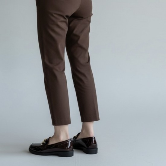 Γυναικεία Μοκασίνια Λουστρίνι Μπορντό με Χρυσή Αγκράφα