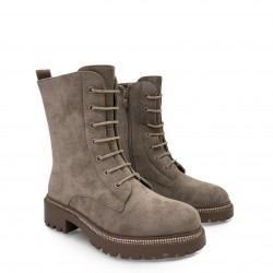 Combat boots with rhinestones in Beige
