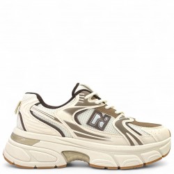 Chunky Sneaker Μπεζ με Καφέ Λεπτομέρειες
