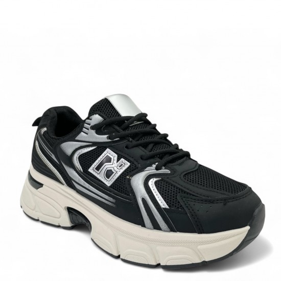 Chunky Sneaker Μαύρο με Ασημί Λεπτομέρειες