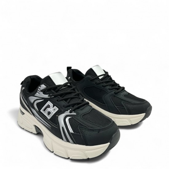 Chunky Sneaker Μαύρο με Ασημί Λεπτομέρειες