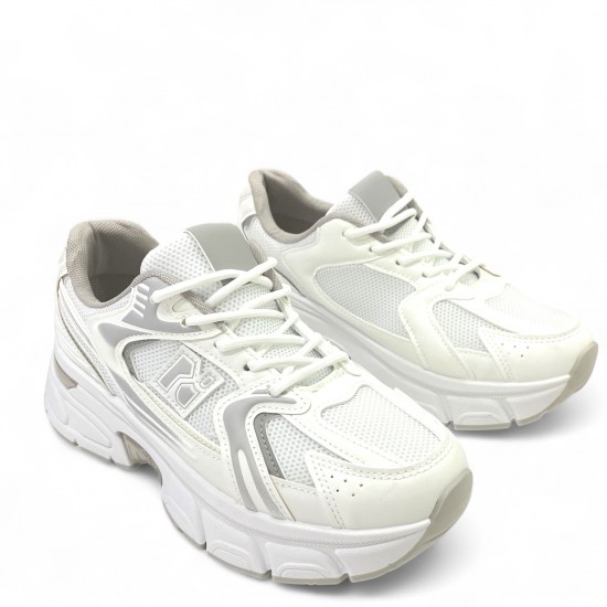 Chunky Sneaker Λευκό με Ασημί Λεπτομέρειες
