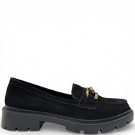 Suede Loafers με Chunky Σόλα και Διακοσμητική Αλυσίδα–Μαύρο