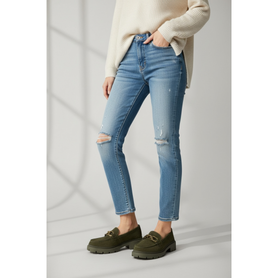 Suede Loafers με Chunky Σόλα και Διακοσμητική Αλυσίδα–Πράσινο