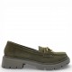 Suede Loafers με Chunky Σόλα και Διακοσμητική Αλυσίδα–Πράσινο