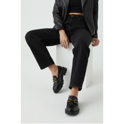 Γυναικεία Μαύρα Loafers με αγκράφα Bronze - Μαύρο