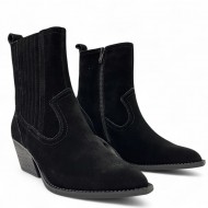 Δερμάτινο Suede Μποτάκι σε Μαύρο