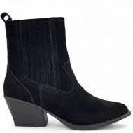 Δερμάτινο Suede Μποτάκι σε Μαύρο