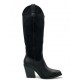 Western Μπότα σε Μαύρο από Συνθετικό Δέρμα & Suede