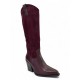 Western Μπότα σε Μπορντό από Συνθετικό Δέρμα & Suede
